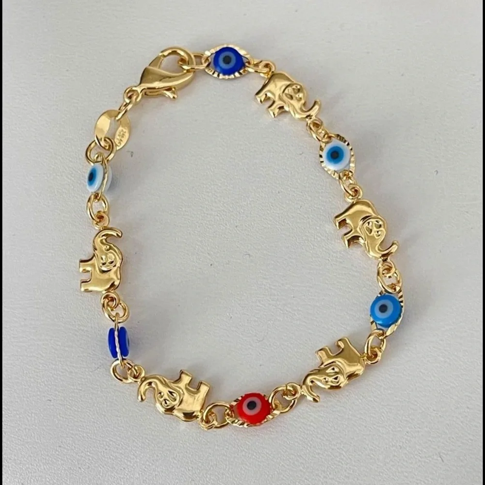 18k Gold Filled Girls Elephants/Eye Bracelet
